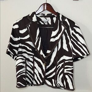 Peter Nygard Zebra Print Jacket Size 16 Short Sleeve Designer